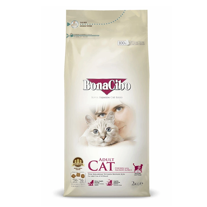Adult-Cat-Chiken غذای خشک گربه بالغ بوناسیبو طعم مرغ و ماهی و برنج (زیپ کیپ فله ای) وزن 1 کیلوگرم - Image 1