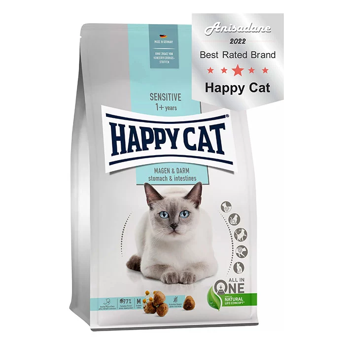 sensitivity-stomach-intestines غذای خشک گربه بالغ با روده و معده حساس هپی کت (Sensitive Stomach &Intestine) وزن 1.3کیلوگرم - Image 1