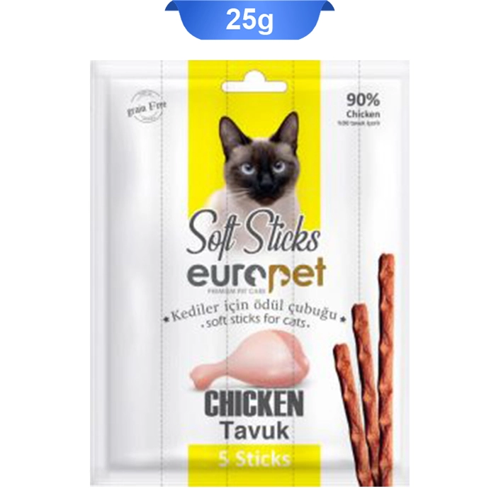 chicken_cat تشویقی مدادی گربه طعم مرغ 5 عددی یوروپت (Europet) وزن 25 گرم کد 105018 - Image 1