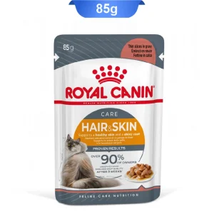 پوچ گربه بالغ رویال کنین طعم مرغ؛ مدل هیر اند اسکین + وزن 85 گرم