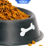 ظرف آب و غذای سگ و گربه از جنس استیل رنگی طرح استخوان قطر 15/5 سانتی متر کد 106045