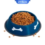 ظرف آب و غذای سگ و گربه از جنس فلز لعاب دار طرح استخوان قطر 21/5 سانتی متر کد 106047