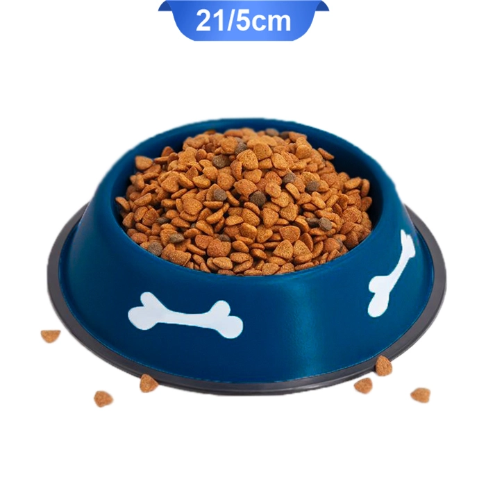 21.5 ظرف آب و غذای سگ و گربه از جنس فلز لعاب دار طرح استخوان قطر 21/5 سانتی متر کد 106047 - Image 1