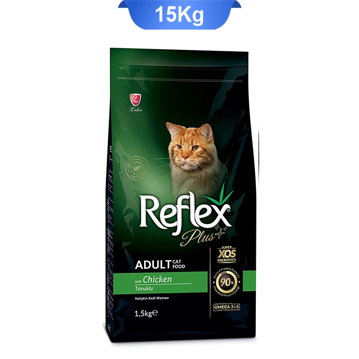 chicken15 غذای خشک گربه رفلکس پلاس بالغ طعم مرغ (chicken Reflex) وزن 15کیلوگرم - Image 1