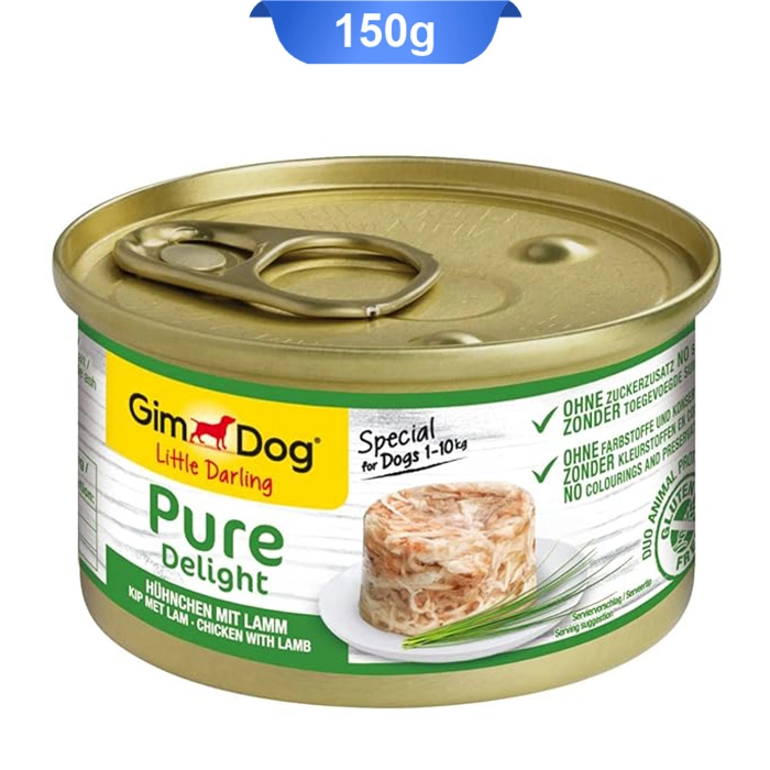 chicken&lamb کنسرو سگ نژاد کوچک طعم مرغ و بره جیم داگ (GimDog) وزن 150 گرم - Image 1