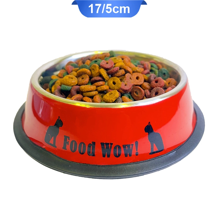 food ظرف آب و غذای گربه و سگ استیل رنگی مدل فود (Food Wow) قطر 17/5 سانتی متر کد 106056 - Image 1