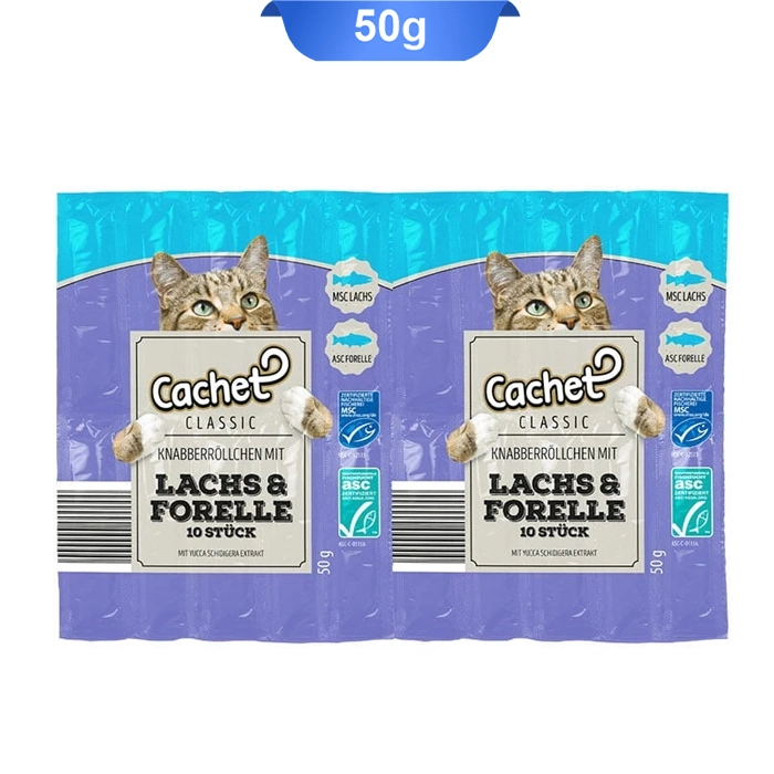 ghezel تشویقی مدادی گربه طعم ماهی قزل آلا کچت 10 عددی وزن 50 گرم کد 105025 (Cachet) - Image 1