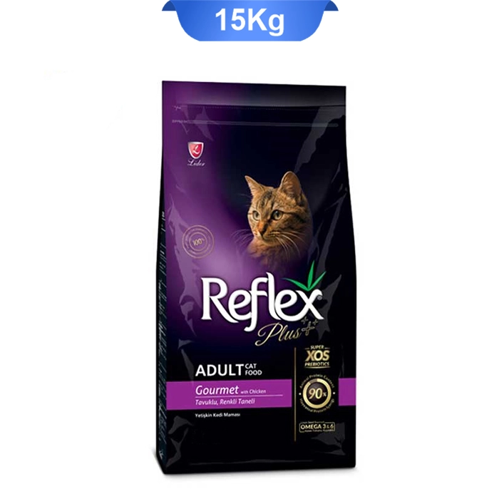 gormet15 غذای گربه رفلکس پلاس بالغ طعم مرغ مدل گورمت (Reflex) وزن 15 کیلوگرم - Image 1
