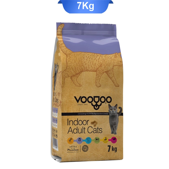 indoor7 غذای خشک گربه بالغ طعم مرغ و ماهی و برنج مدل ایندور وودو (VooDoo) وزن 7 کیلوگرم - Image 1