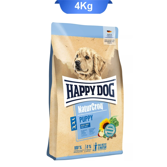 naturcrop_puppy4 غذای خشک توله سگ طعم مرغ+ماهی+گوشت مدل پاپی نیچرکراک هپی داگ (Naturcroq) وزن 4 کیلوگرم - Image 1
