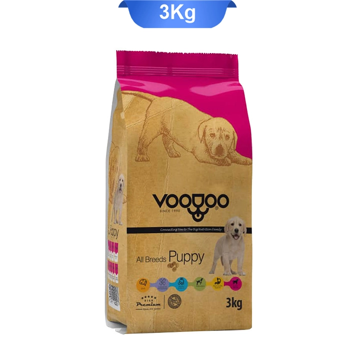puppy3 غذای خشک توله سگ طعم مرغ و ماهی و برنج مدل پاپی وودو (VooDoo) وزن 3 کیلوگرم - Image 1