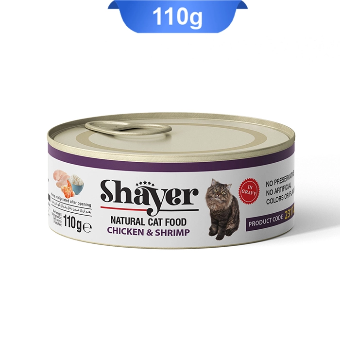 chicken_shirimp کنسرو گربه بالغ شایر(Shayer)طعم مرغ و میگو مدل نچرال وزن 110 گرم - Image 1