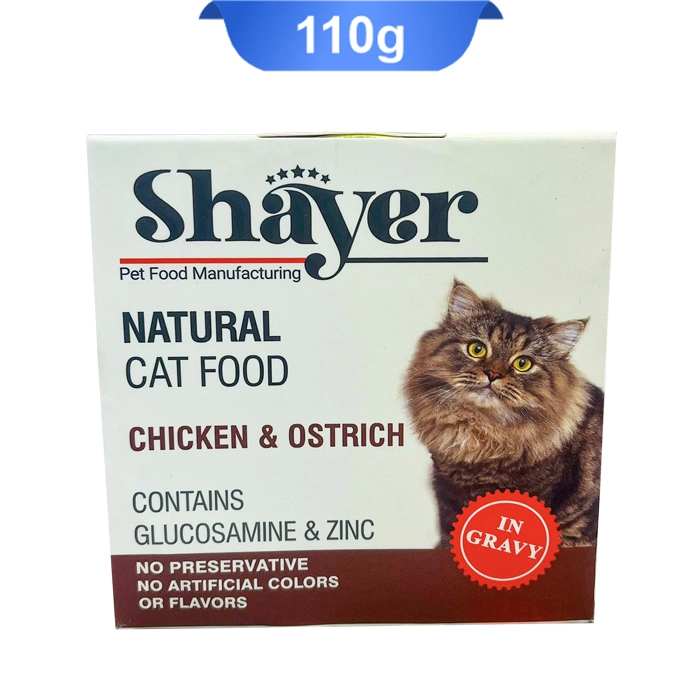 chicken_shotor کنسرو گربه بالغ شایر طعم مرغ و شتر مرغ مدل نچرال وزن 110 گرم (Shayer) - Image 1