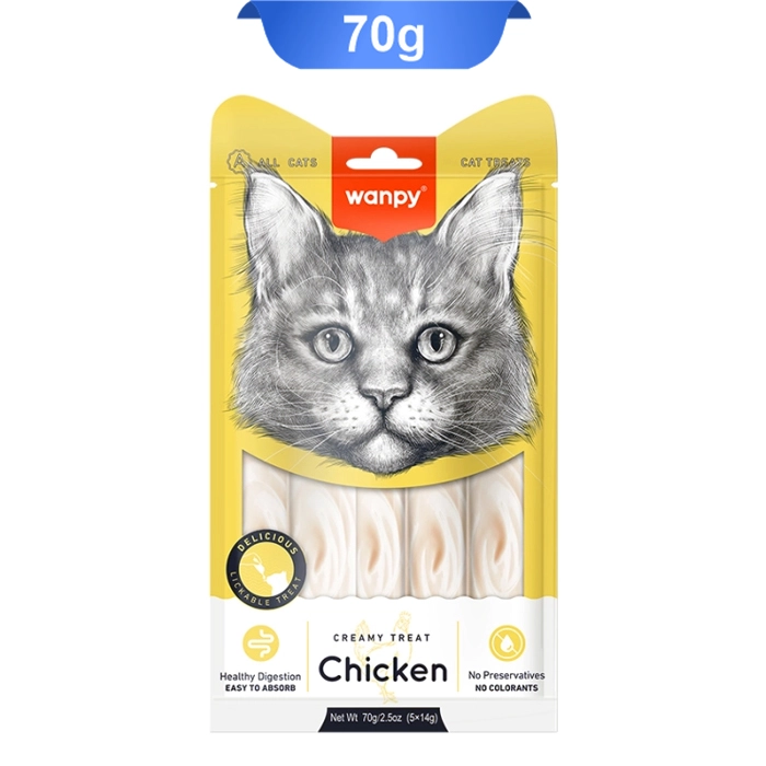 chicken_new بستنی گربه طعم مرغ ونپی بسته ۵ عددی | Wanpy Creamy Treat Chicken