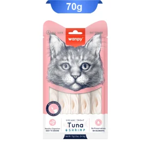 بستنی گربه ونپی طعم ماهی تن و میگو بسته ۵ عددی | Wanpy Creamy Treat Tuna & Shrimp