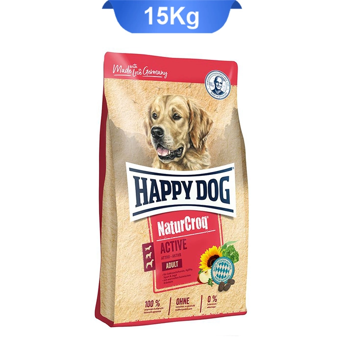 active غذای خشک سگ بالغ پر انرژی طعم مرغ و ماهی مدل نیچرکراک اکتیو هپی داگ (Active) وزن 15 کیلوگرم - Image 1