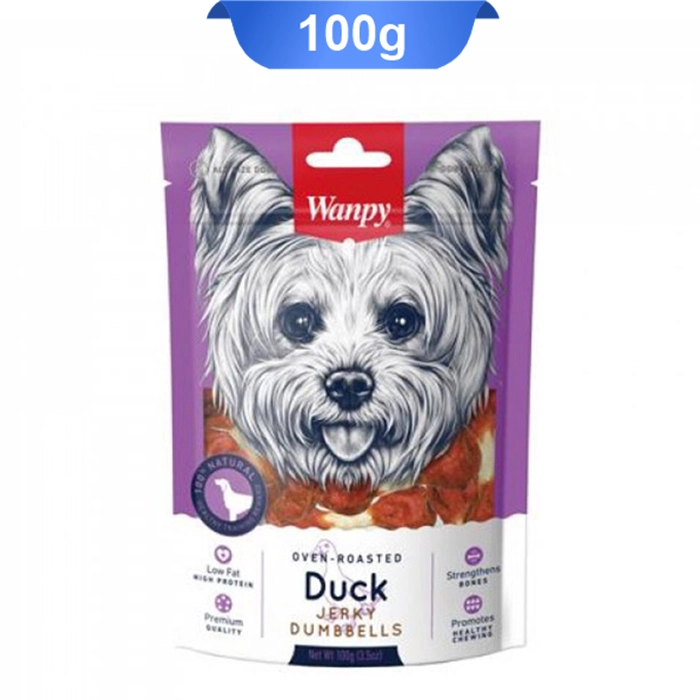 duck_dambel تشویقی سگ ونپی با طعم اردک مدل دمبلی در وزن 100 گرم Wanpy Duck Dumbbells - Image 1