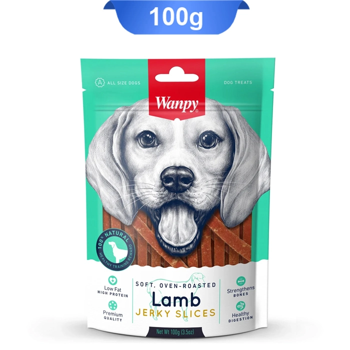 lamb_navari تشویقی سگ ونپی مدل نواری طعم بره وزن 100 گرم Wanpy Jerky Slices - Image 1