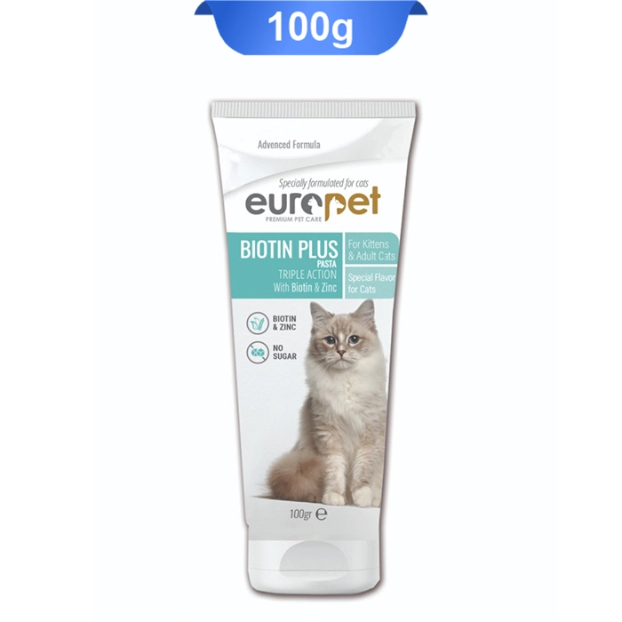 biotin_cat خمیر بیوتین و زینک گربه یوروپت (Europet) وزن 100 گرم کد 112061 - Image 1