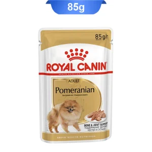 پوچ سگ بالغ نژاد پامرانین طعم مرغ (Pomeranian) وزن 85 گرم