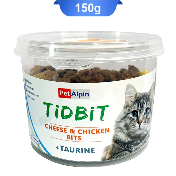 taurin تشویقی سطلی گربه حاوی تائورین طعم مرغ و پنیر تیدبیت (Taurine) وزن 150 گرم کد 105044 - Image 1
