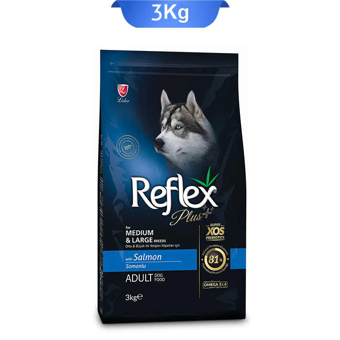 1jadid غذا خشک سگ نژاد متوسط و بزرگ رفلکس پلاس طعم سالمون وزن 3 کیلوگرم Reflex Plus Med Large Breed Salmon - Image 1