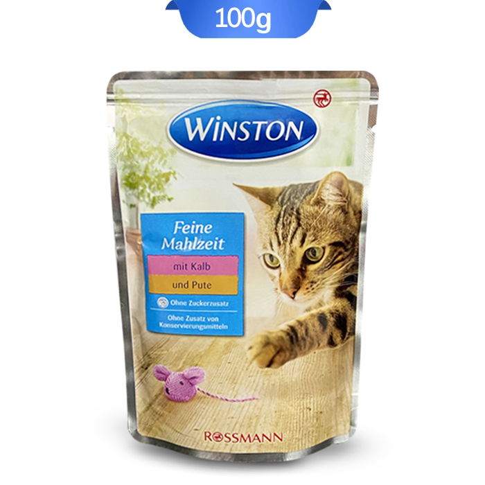 23 پوچ گربه با طعم گوشت گوساله و بوقلمون وینستون (Winston) وزن 100 گرم کد103057 - Image 1