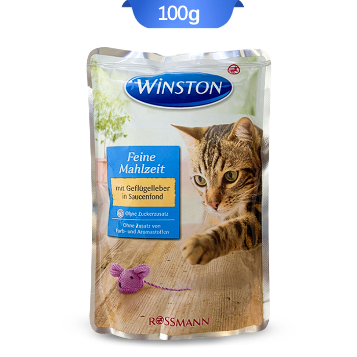 25 پوچ گربه با طعم جگر مرغ در سس مرغ وینستون (Winston) وزن 100 گرم 103056 - Image 1