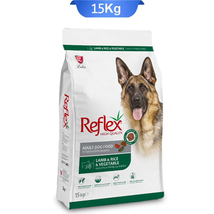 8 غذا خشک سگ بالغ رفلکس طعم بره و سبزیجات وزن 15 کیلوگرم Adult Lamb & Rice & Vegetable - Image 1