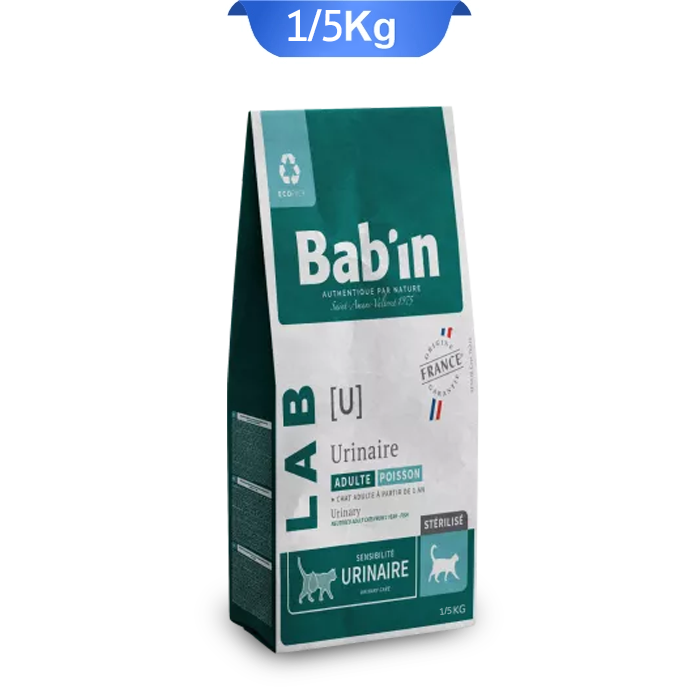 babin-adult-sterilised-urinaire-1.5kg غذای خشک گربه یوریناری بابین (مجاری ادراری) وزن 1.5 کیلوگرم