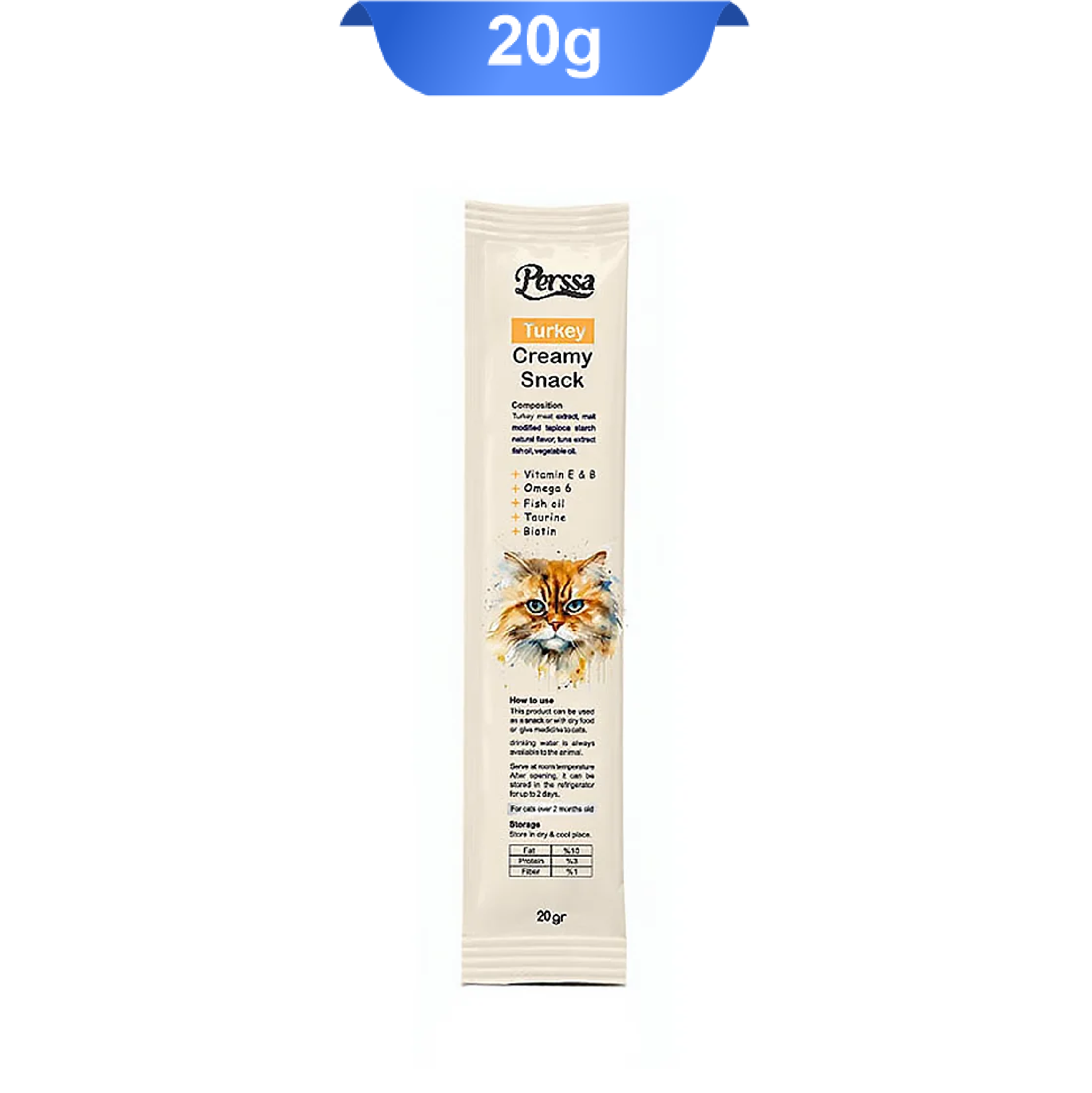 perssa-creamy-snack-with-turkey-20g بستنی گربه پرسا طعم بوقلمون وزن 20 گرم