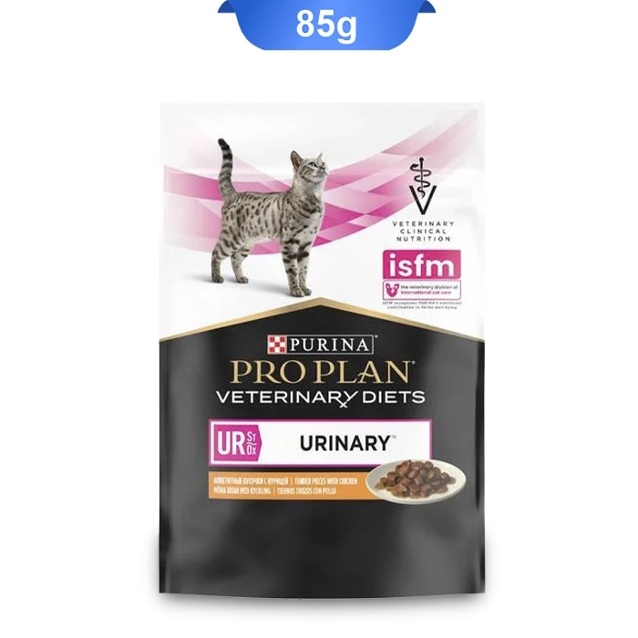 picture-of-a-cat-propylene-urinal-chicken-flavor-weight-85-grams-on-the-packaging-of-which-is-pink-white-black-and-a-picture-of-a-cat-this-product-is-suitable-for-cats-with-urinary-tract-problems تصویر پوچ یورینری گربه پروپلن طعم مرغ وزن 85 گرم | ProPlan UR Urinaryوزن 85 گرم که روی بسته بندی آن صورتی سفید مشکی و تصویر گربه است این محصول برای گربه های با مشکل مجاری ادراری مناسب است.