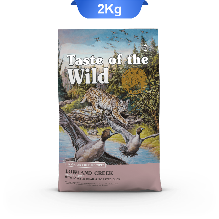 taste-of-the-wild-lowland-creek-feline-recipe-cat-2kg غذا خشک گربه تیست آف د وایلد بلدرچین و اردک وزن 2.27 کیلوگرم | Taste Of The Wild Lowland Creek
