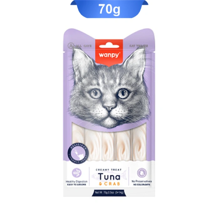 Purple Cat Vanpy Ice Cream بستنی ونپی گربه طعم ماهی تن و خرچنگ بسته 5 عددی | Wanpy Creamy Treat Tuna & Crab