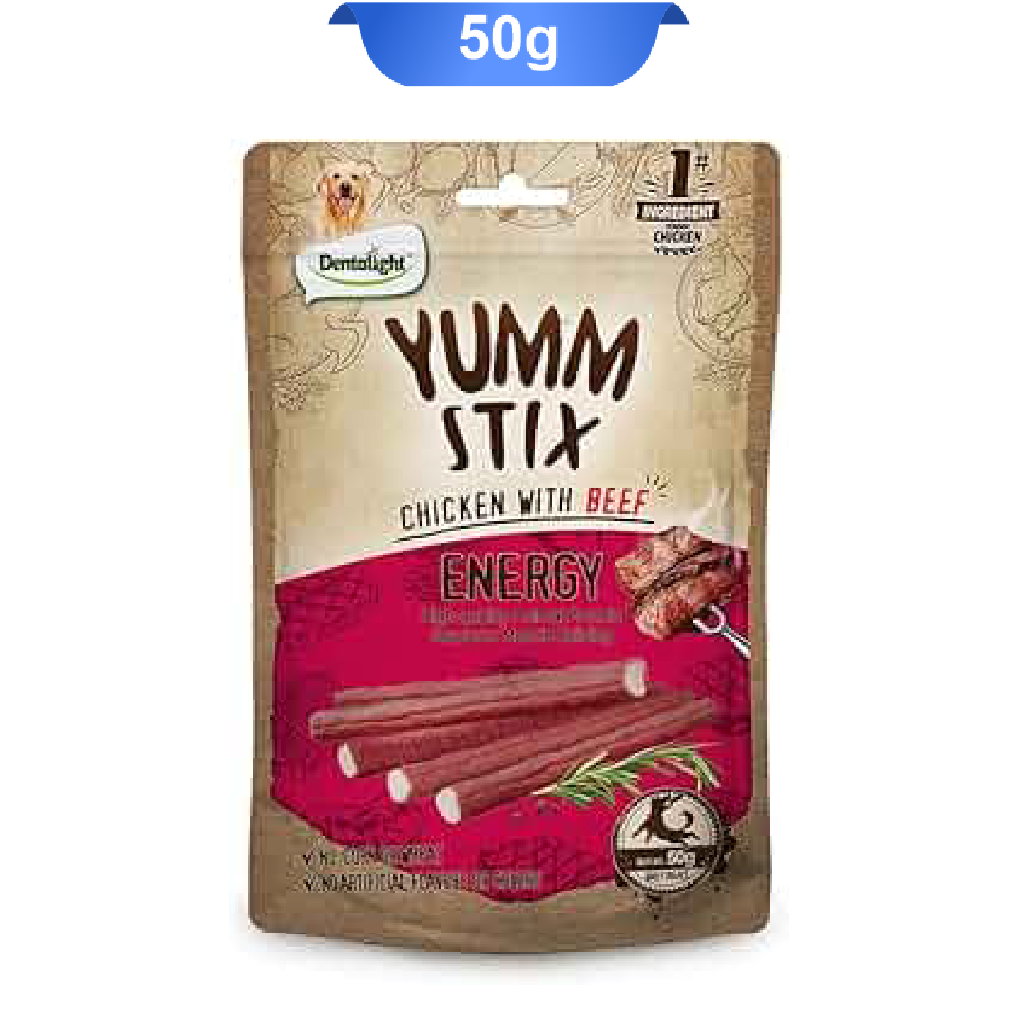 dentalight-yumm-stix-chicken-with-beef تشویقی سگ دنتالایت طعم مرغ و گوشت وزن 50 گرم Dentalight Yumm Stix Chicken With Beef - Image 1