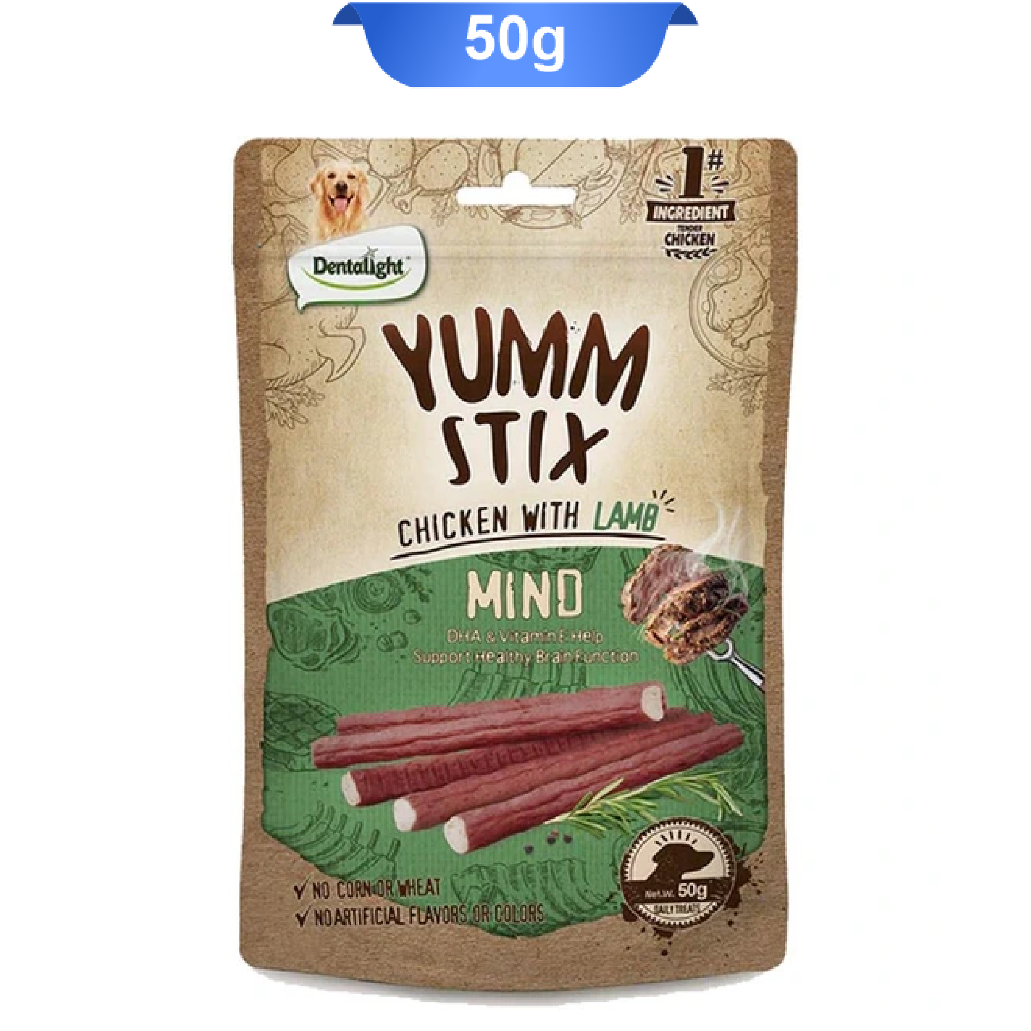 dentalight-yumm-stix-chicken-with-lamb تشویقی سگ دنتالایت طعم مرغ و گوشت بره وزن 50 گرم Dentalight Yumm Stix Chicken With Lamb - Image 1