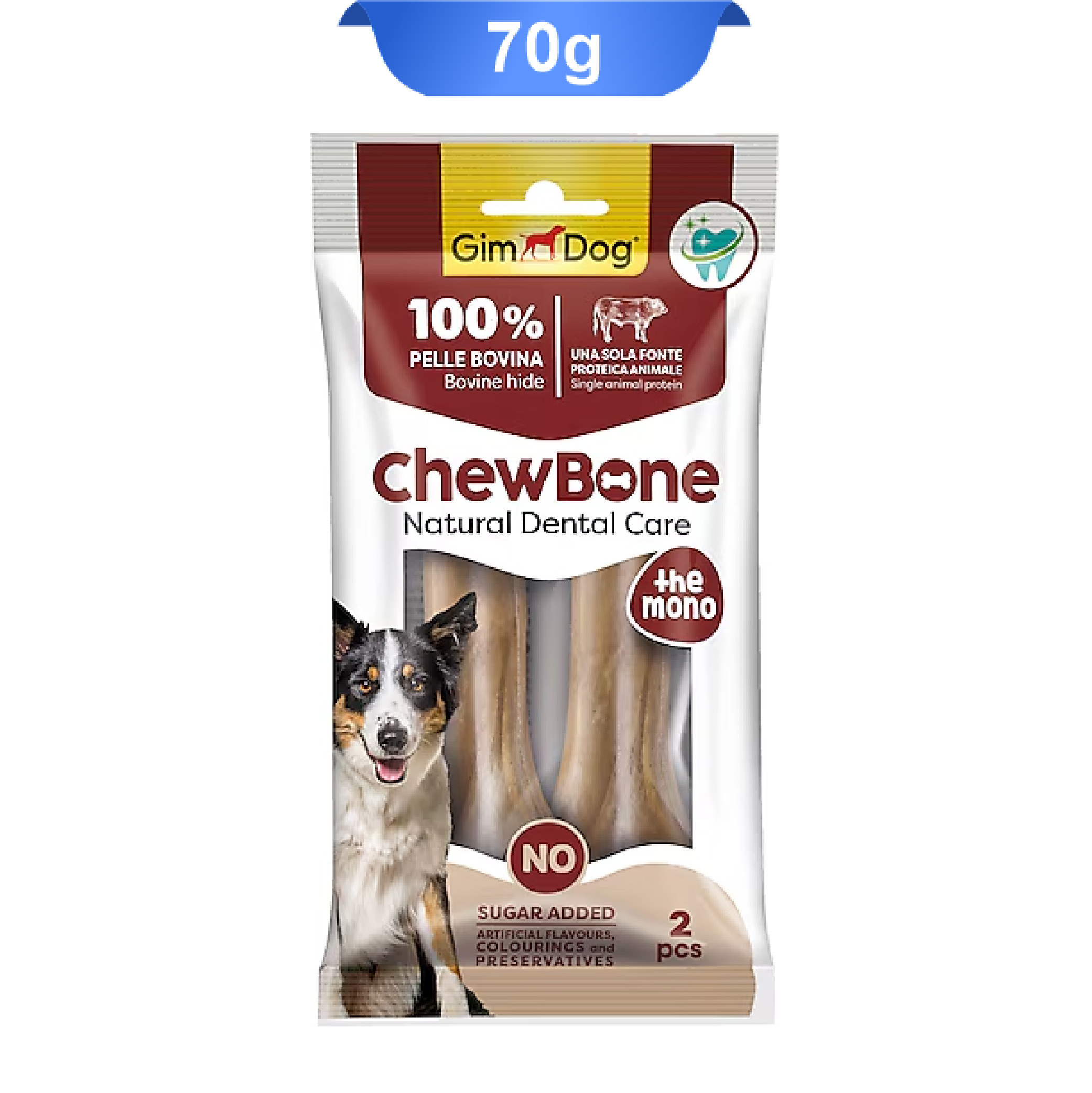 gimdog-chewbone-natural-dental-care-70g تشویقی سگ استخوانی جیم داگ وزن 70 گرم بسته 2 عددی
