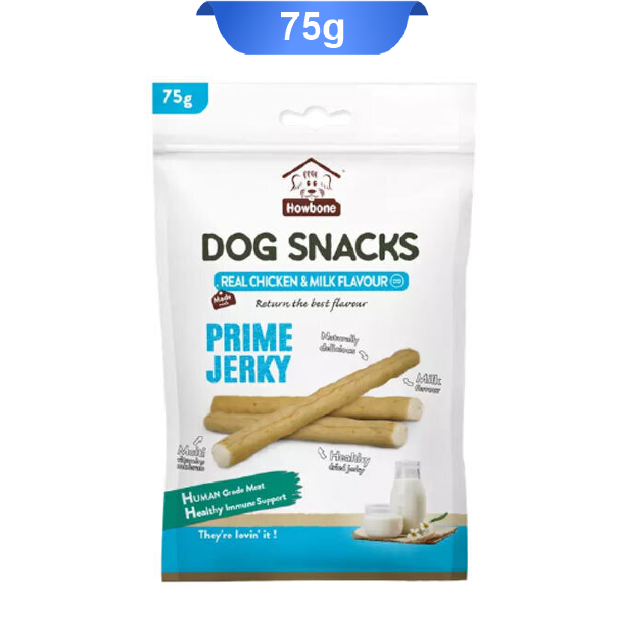 howbone-dog-snacks-with-chicken-and-milk تشویقی سگ هابون طعم مرغ و شیر وزن 75 گرم