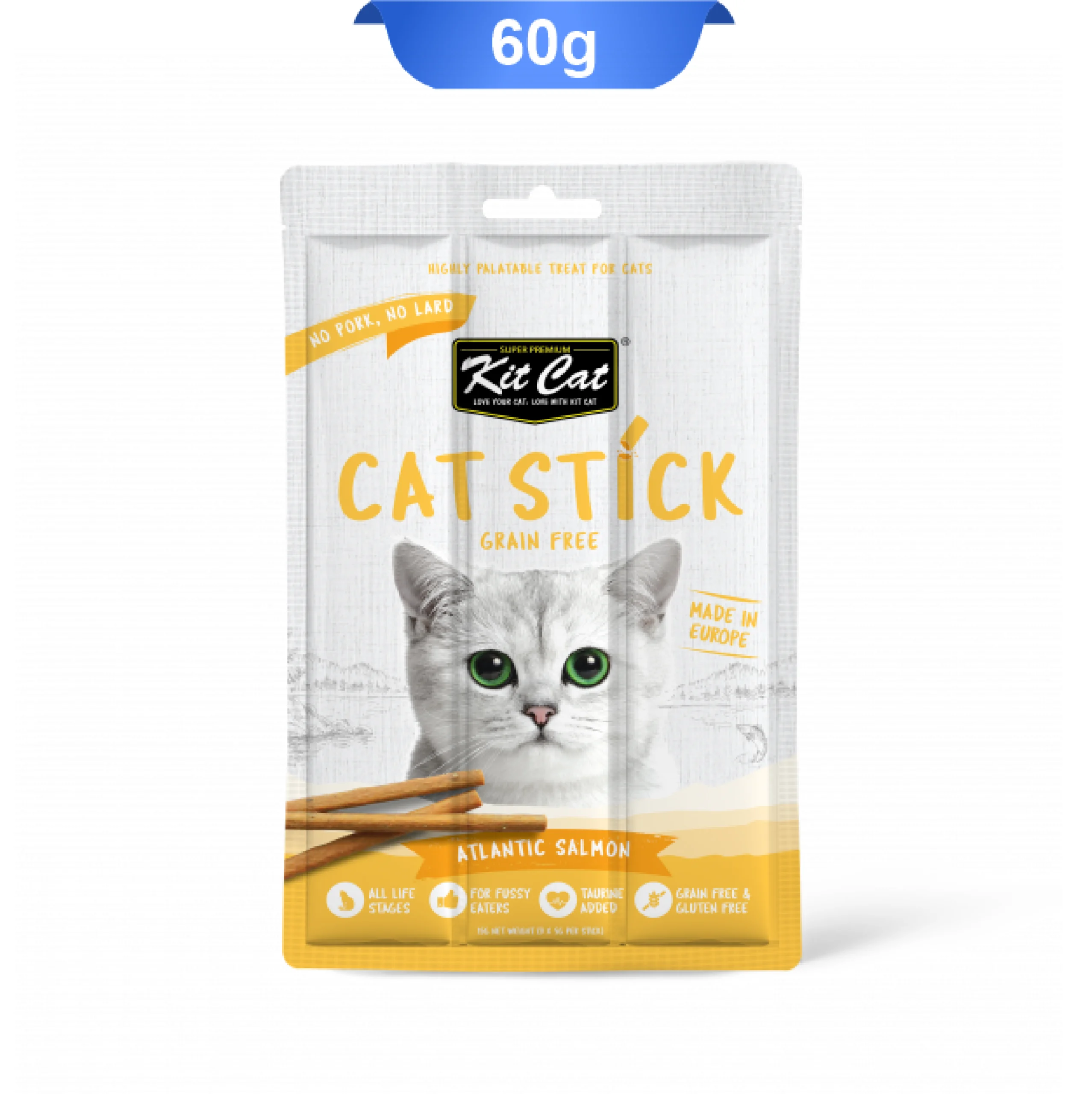 kitcat-grain-free-cat-stick-atlantic-salmon-60g تشویقی مدادی گربه کیت کت طعم سالمون 3 عددی