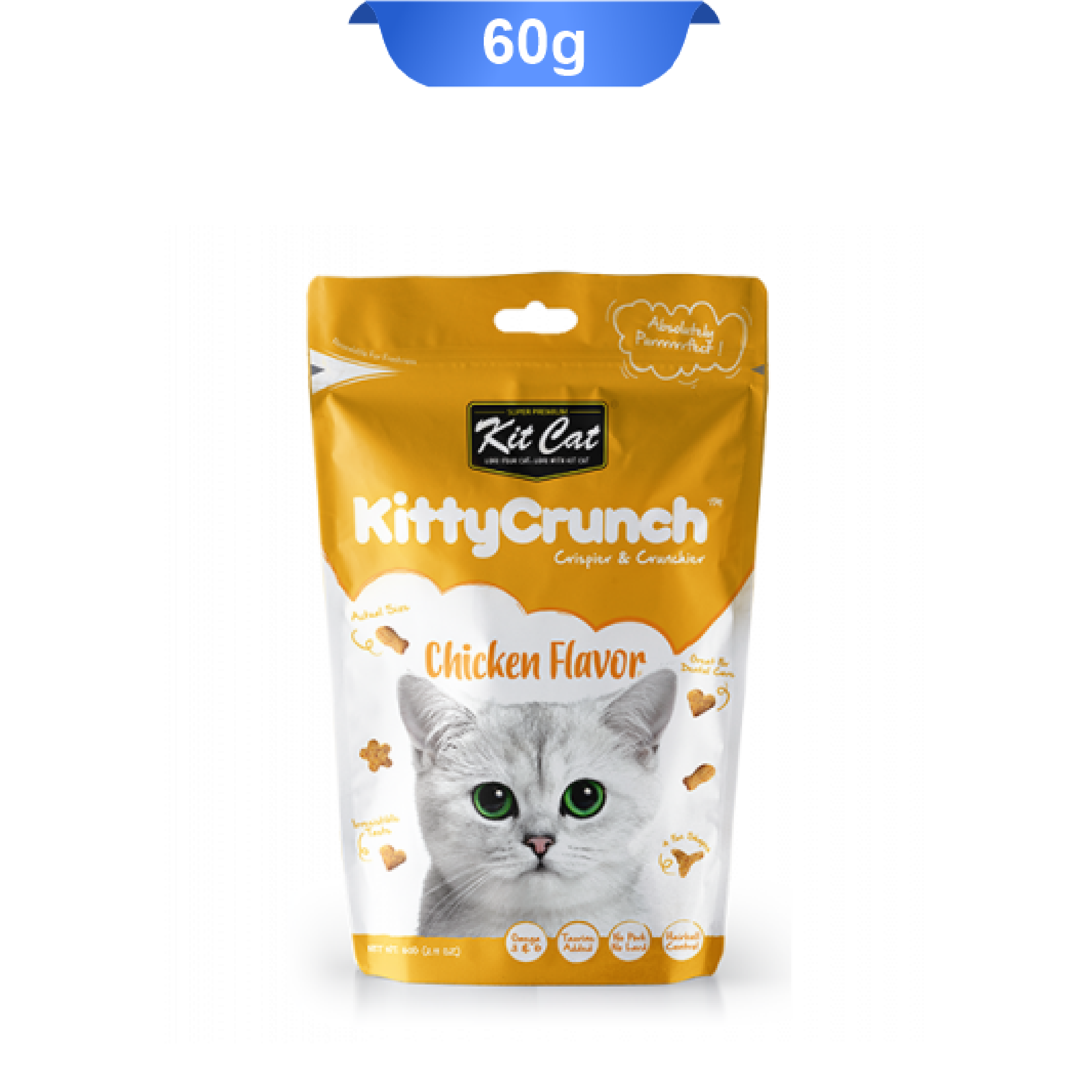 kitcat-kitty-crunch-chicken-flavor-60g تشویقی کرانچی گربه کیت کت طعم مرغ وزن 60 گرم