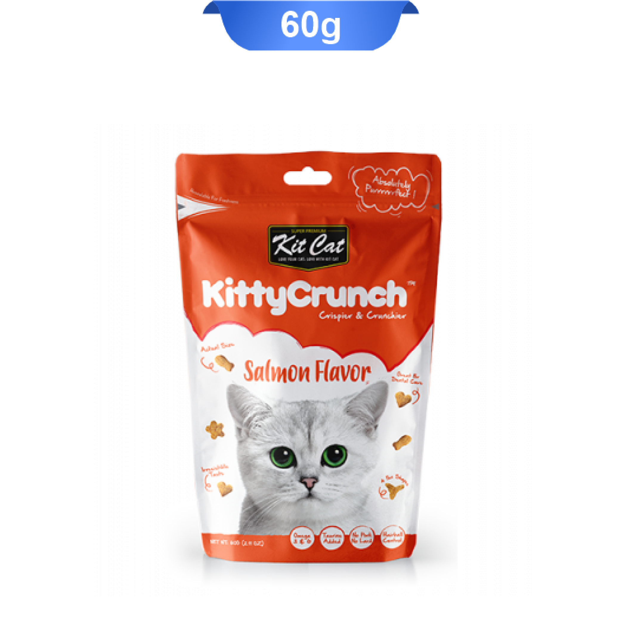 kitcat-kitty-crunch-salmon-flavor-60g تشویقی کرانچی گربه کیت کت طعم سالمون وزن 60 گرم