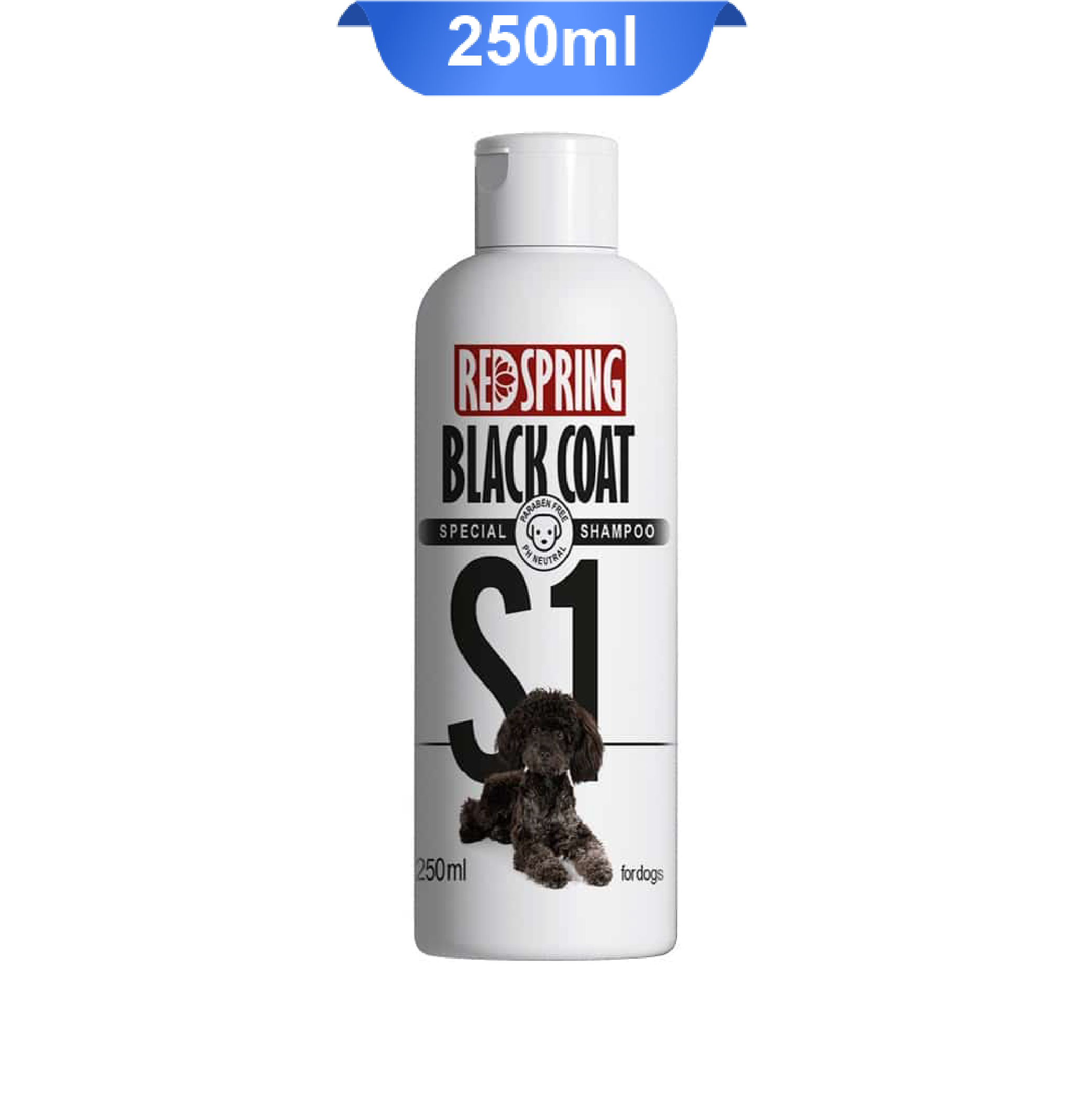 redspring-black-coat-shampoo شامپو سگ با موهای مشکی و تیره رد اسپرینگ وزن 250 میلی لیتر