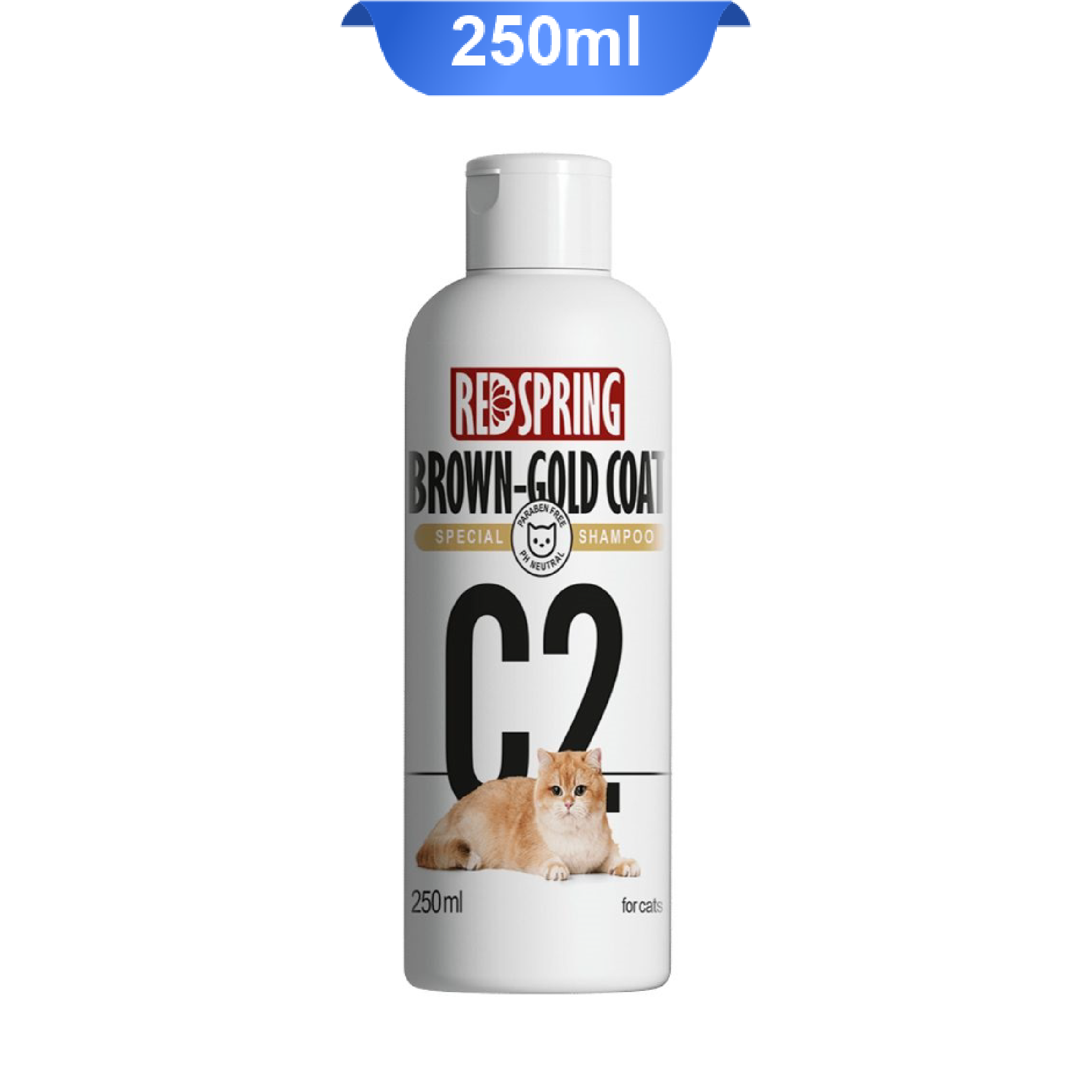 redspring-brown-gold-coat-shampoo-cat شامپو گربه قهوه ای رد اسپرینگ وزن 250 میلی لیتر