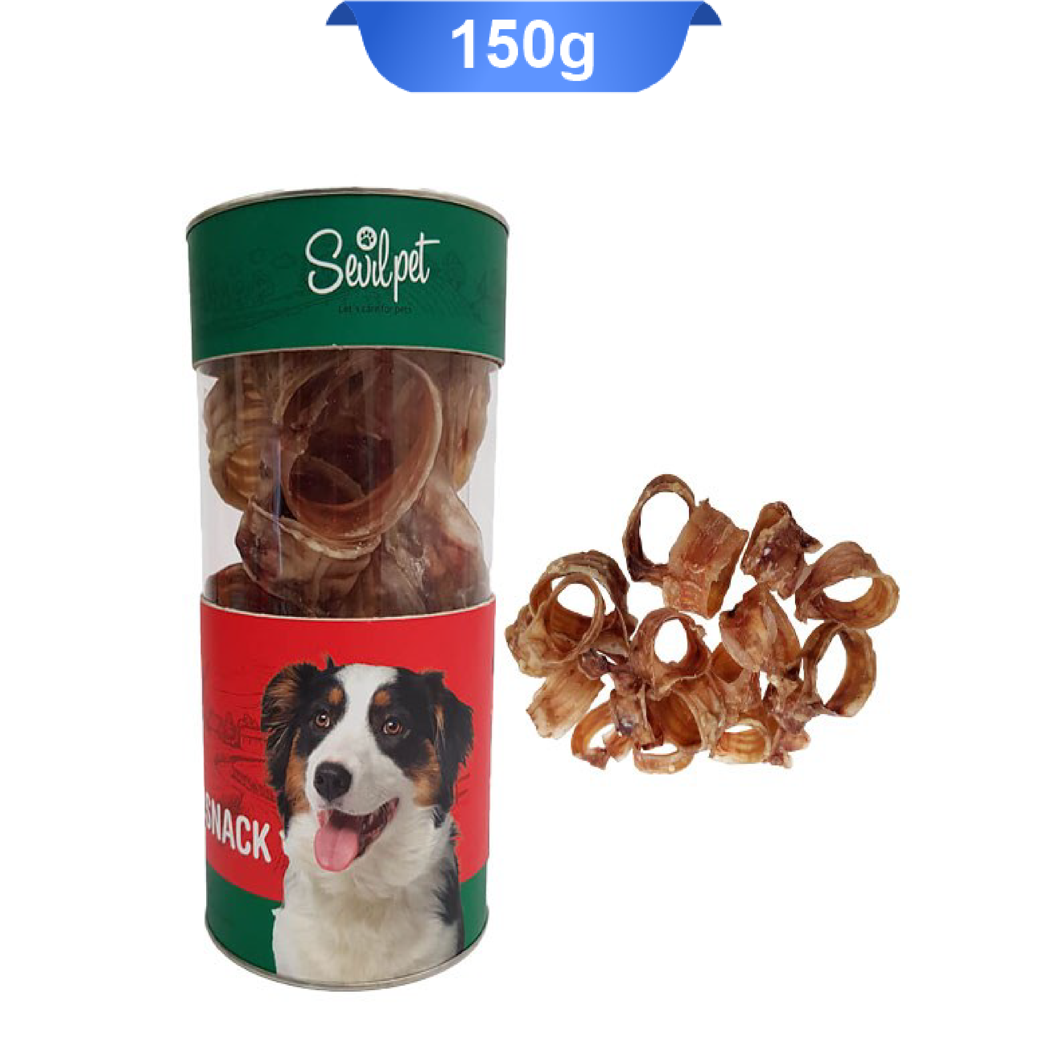 sevilpet-natural-cattle-trachea-snack-150g تشویقی سگ خرخره گوساله سویل پت وزن 150 گرم