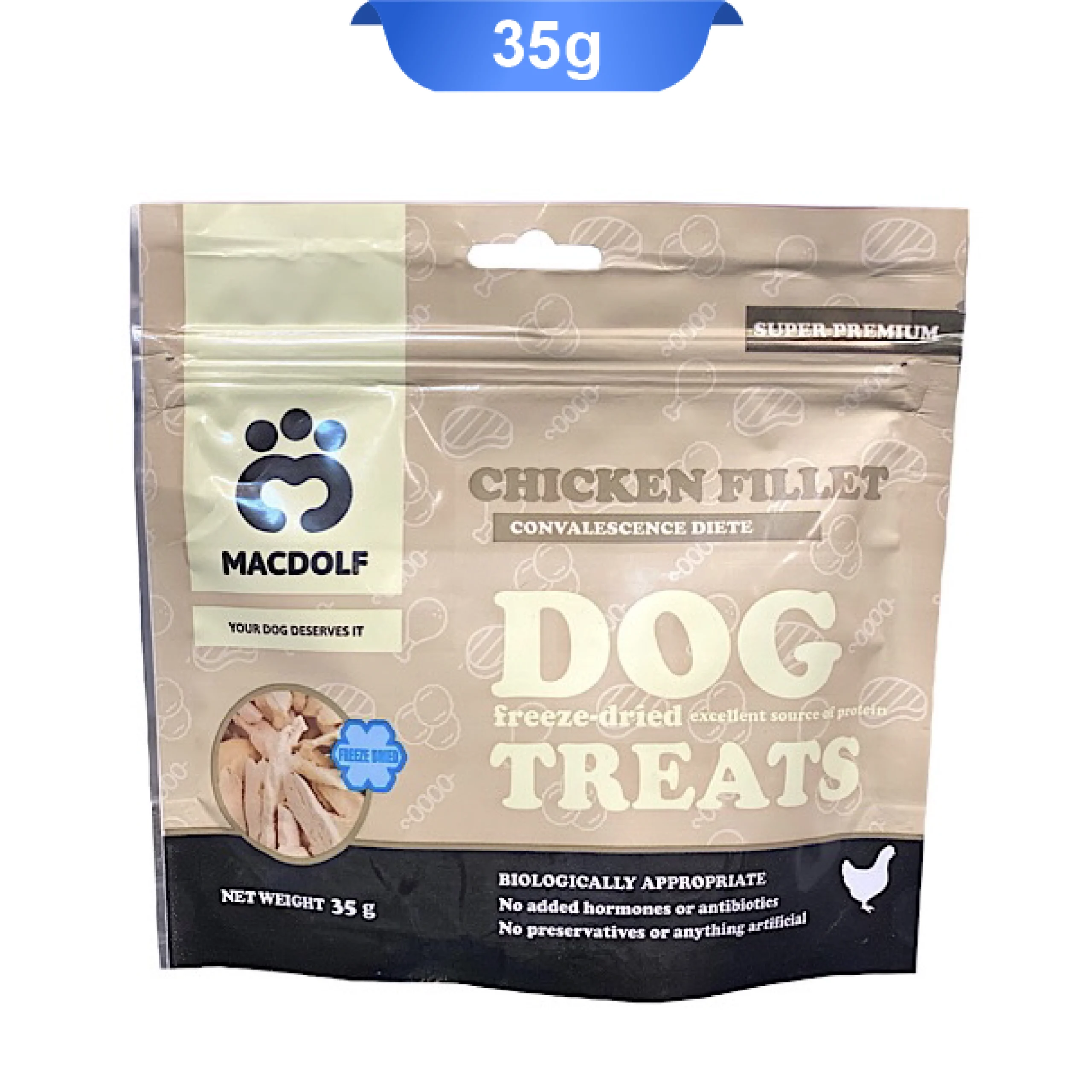Macdolf-Adult-Dog-Freez-dried-Treat-With-chicken-fillet-35gr تشویقی سگ مک دولف مدل فیله مرغ وزن 35 گرم