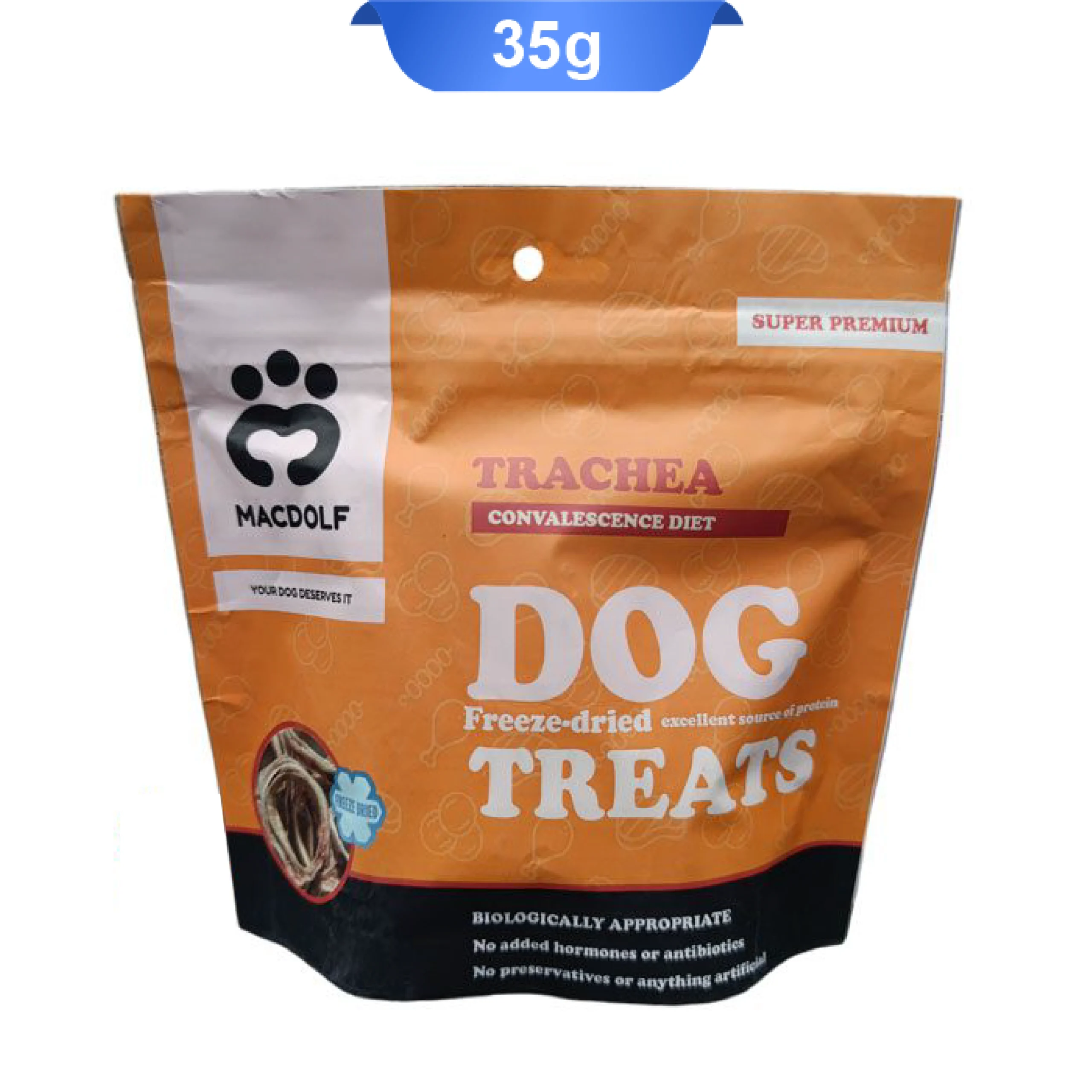Macdolf-Adult-Dog-Freez-dried-Treat-With-trachea-35gr تشویقی سگ مک دولف مدل نای حلقوی وزن 35 گرم