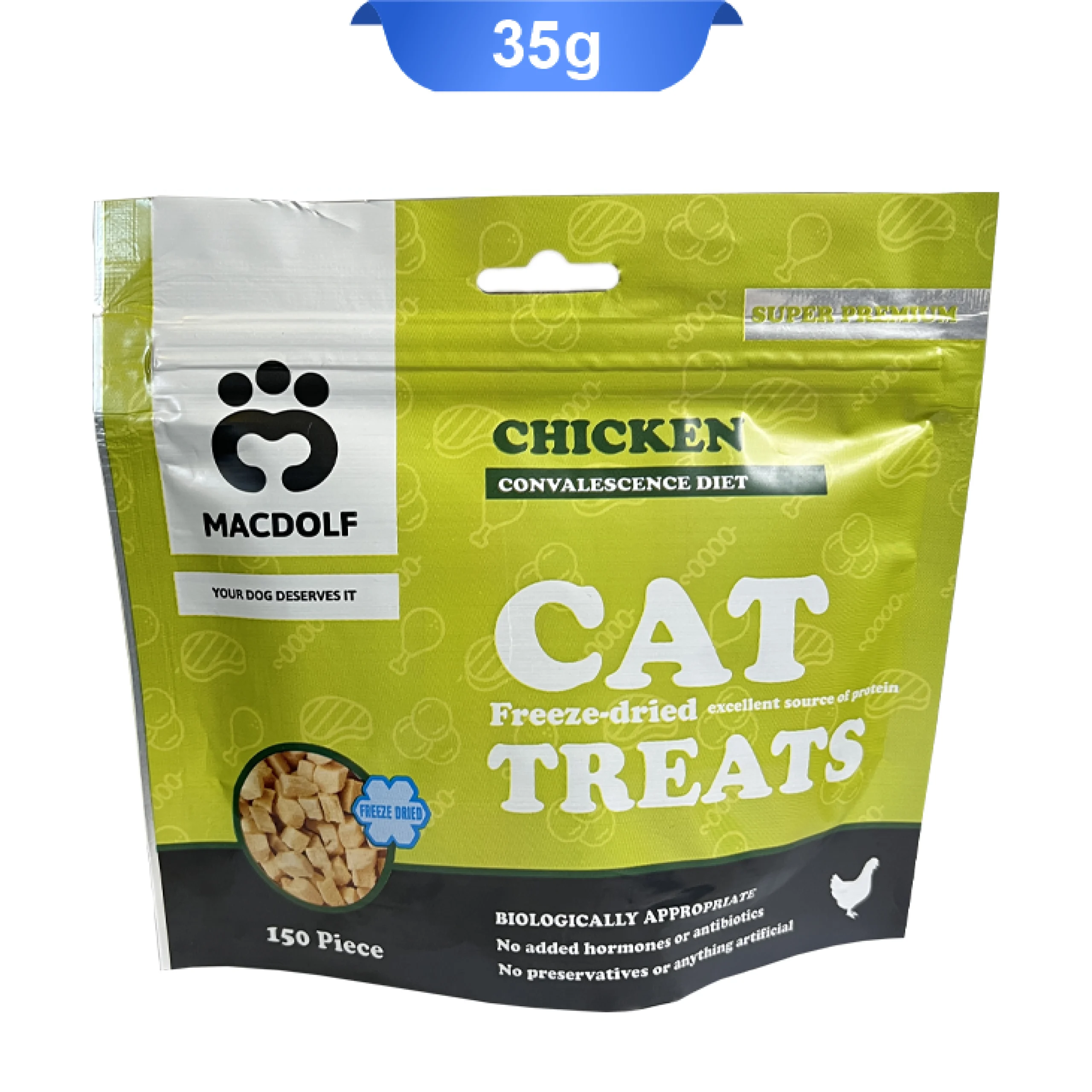 Macdolf-Adult-cat-Freez-dried-Treat-With-chicken-35gr تشویقی گربه مک دولف مدل مرغ وزن 35 گرم