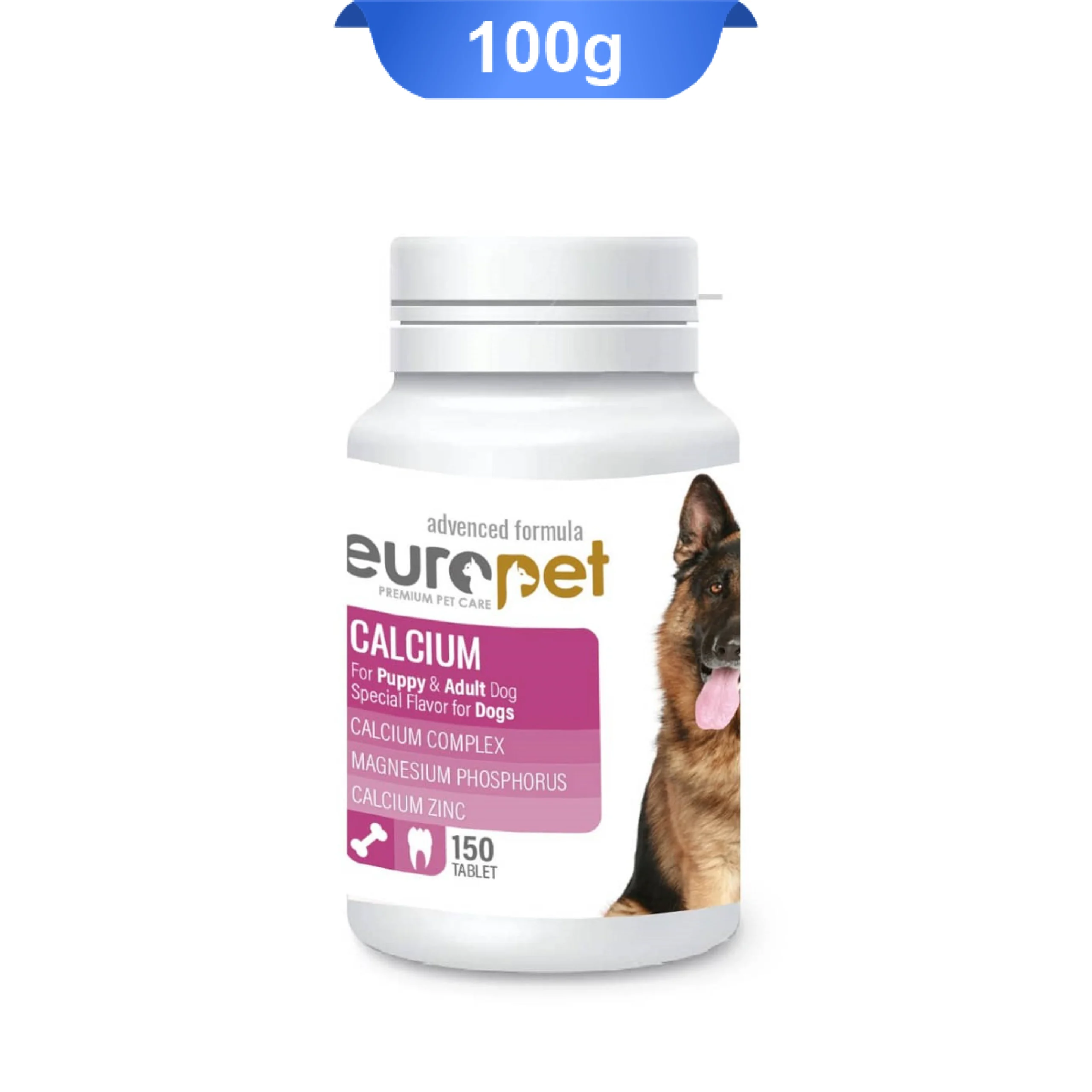 europet-dog-calcium-tablet-150-tablet قرص کلسیم سگ یوروپت 150 عددی