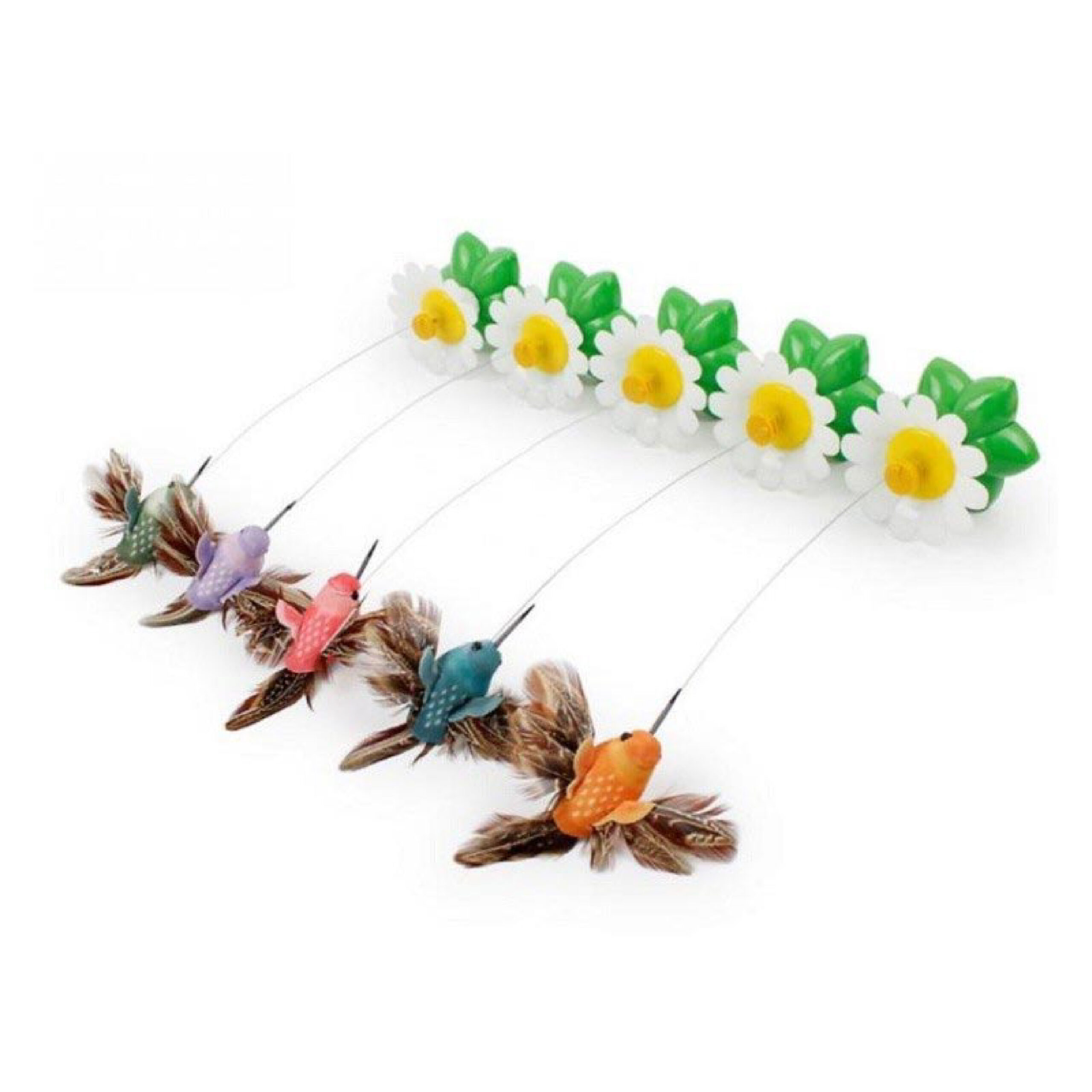 flower-and-bird-toy-for-cats-01 اسباب بازی گربه مدل گل و پرنده - Image 1