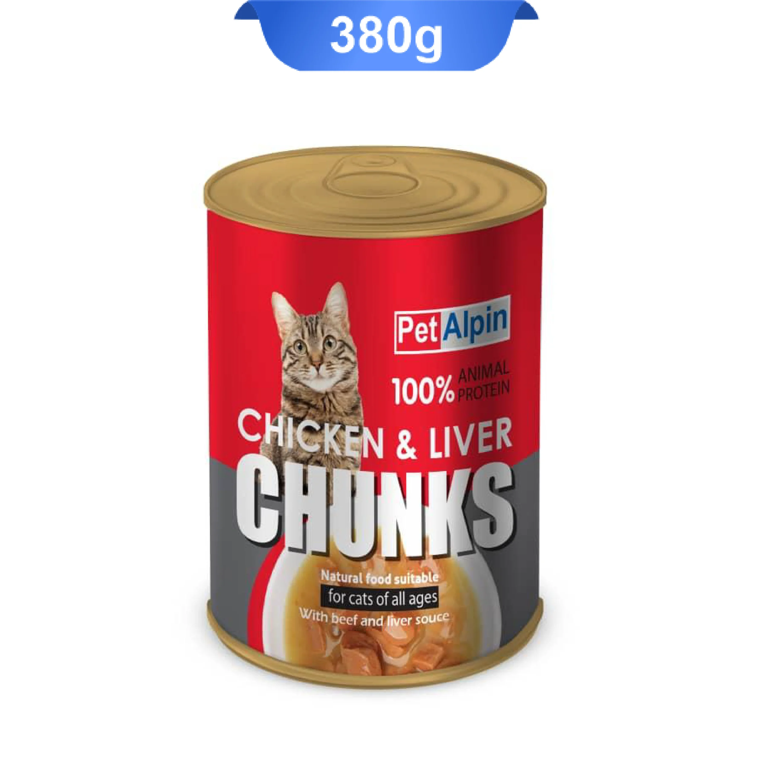 petalpin-chicken-and-liver-chunks-with-beef-and-liver-souce-380g کنسرو گربه پت آلپین مدل چانک طعم مرغ و جگر وزن 380 گرم